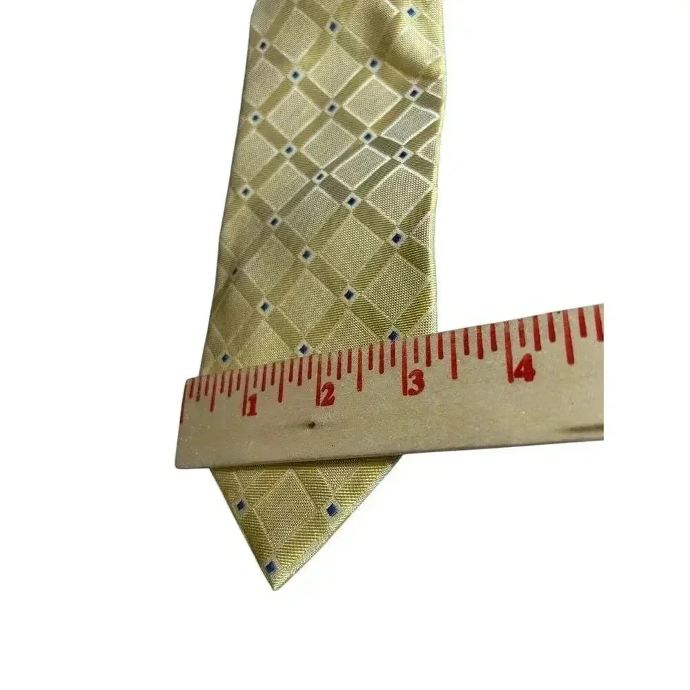 CLUB ROOM Yellow Silk Tie Geometric Pattern MADE IN USA Necktie Men's